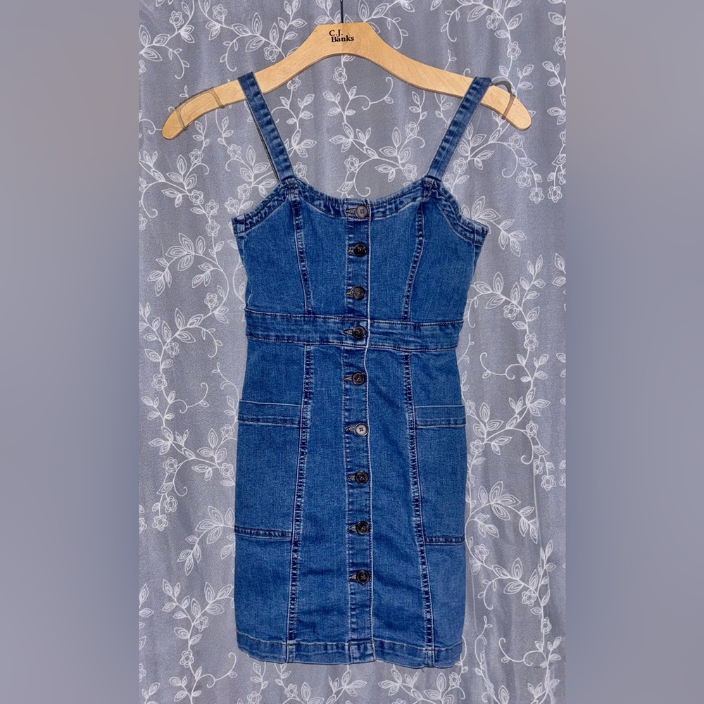 Aeropostale Blue Denim Button-Front Romper